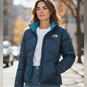 The North Face Women's Down 550 Med Blue Puffer Jacket size xlg